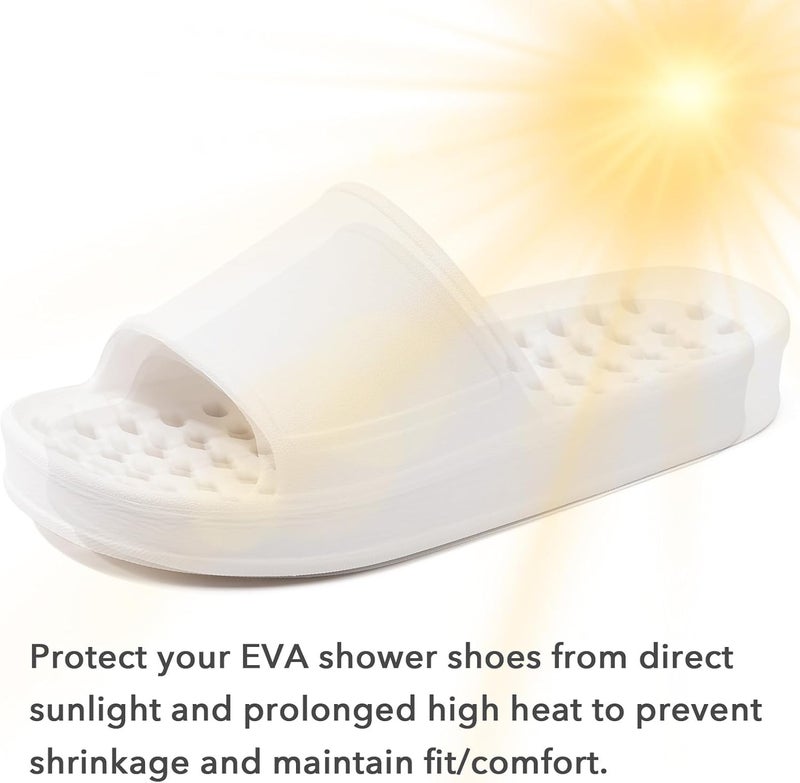 GETOEU Shower Shoes for Women and Men with Drain Holes Massage Slide Sandals Soft Cushioned Anti-Slip Pool Slides Comfort Thick Soled Gym Shower Shoes Quick Drying Bathroom Spa Slippers - Image 5