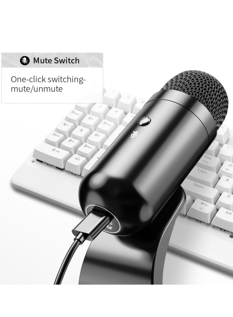 USB Computer Microphone, Podcast Mic Desktop with Mute on for Recording Streaming, Omnidirectional Condenser, PlugPlay Stand with Volume Control for PC, Laptop, Mac, YouTube - Image 4