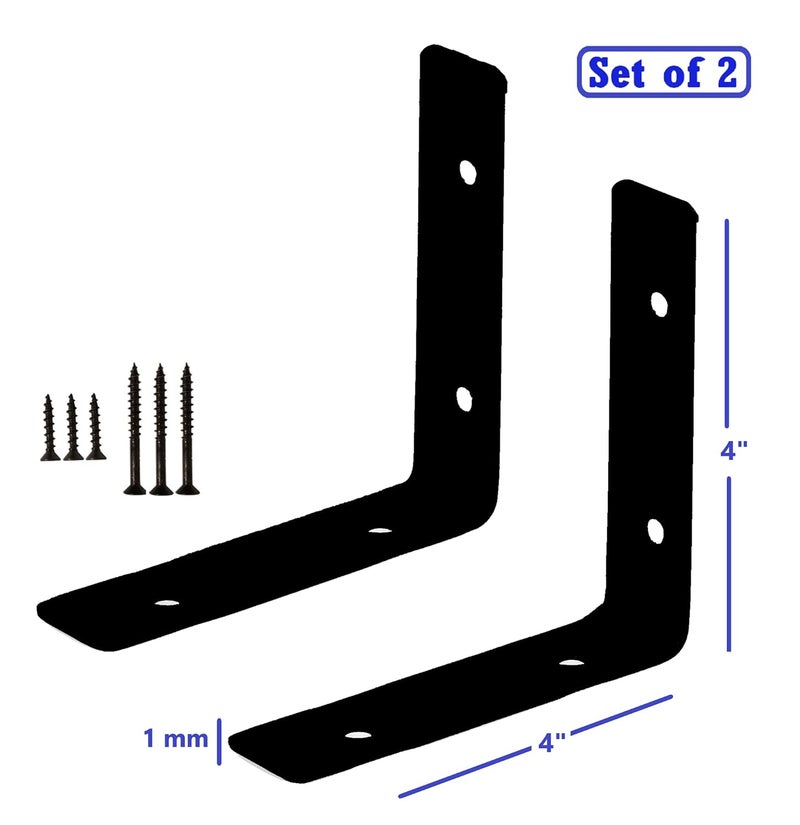 Metalick Wall Bracket L Shape with Screws Set of 2 Wall Floating Shelf Bracket Iron Shelf Brackets Metal Shelf Bracket Modern Shelf Bracket 4 x 4 - Image 2