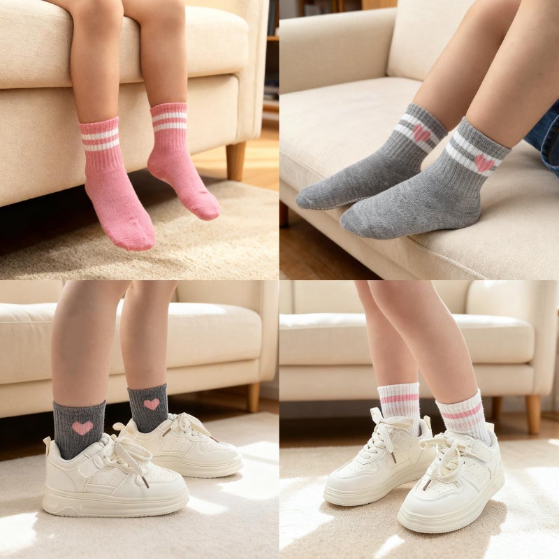 Bearbay Non-Slip Toddler Grip Socks with Anti Skid Soles, Unisex Cotton Crew Ankle Socks for Baby Boys Girls Kids - Image 2