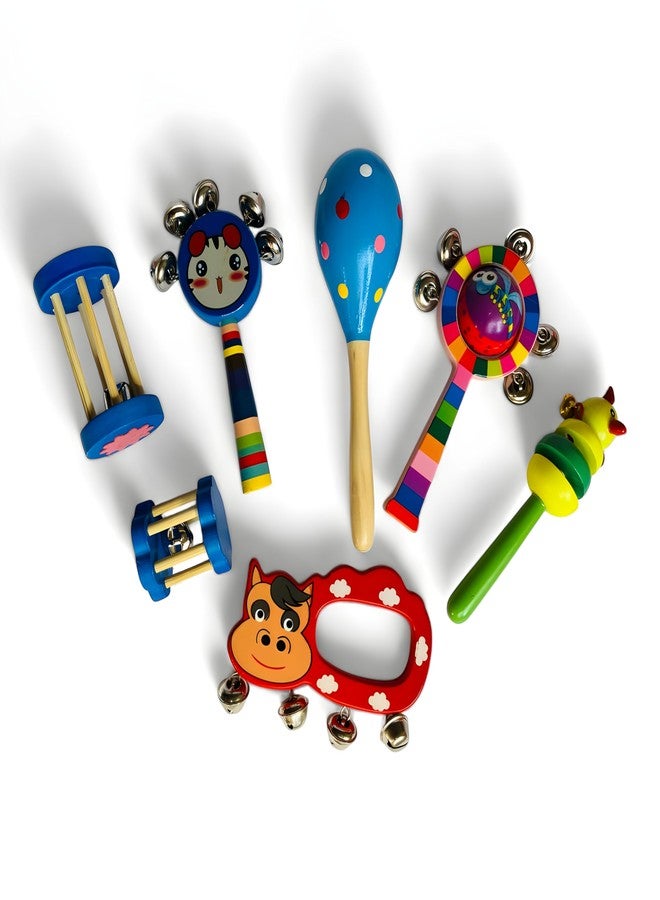 MarvelStore Wooden Rattles for Baby, Infants, New Born Babies Toys (0 to 6 to 12 Months) | Perfect for Early Music Education, Rhythm Practice, and Sensory Play (Multicolor)(Rattle Set 2) - Image 1
