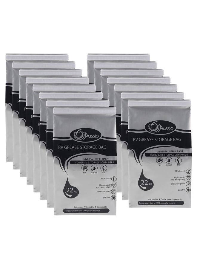 Aussio (15-Pack) Grease Bags Disposable Replacement - Temperature Up to 200℉ - Self-Standing Bags for Cooled Oil Grease and Fat - Image 1