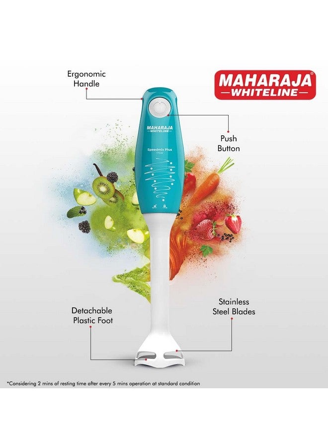 MAHARAJA WHITELINE خلاط يدوي ماهاراجا وايتلاين سبيد ميكس بلس نيو بشفرات من الفولاذ المقاوم للصدأ | أداء طويل الأمد مع محرك بقوة 250 واط | وعاء متعدد الاستخدامات سعة 800 مل | قاعدة بلاستيكية قابلة للفصل (أزرق تركوازي وأبيض) - Image 4