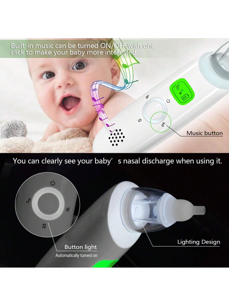 SOLARAE أداة تنظيف الأنف للرضع مع 3 رؤوس سيليكون وموسيقى مهدئة بيضاء - Image 4