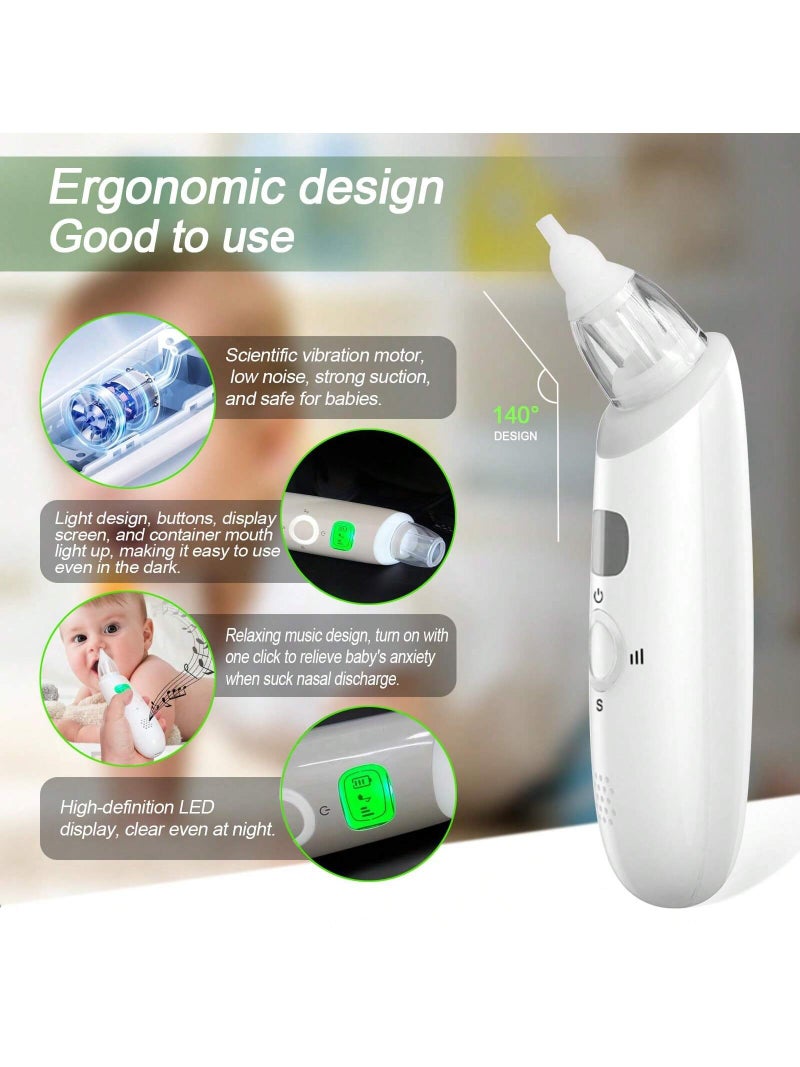 SOLARAE أداة تنظيف الأنف للرضع مع 3 رؤوس سيليكون وموسيقى مهدئة بيضاء - Image 3
