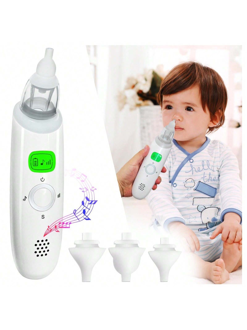 SOLARAE أداة تنظيف الأنف للرضع مع 3 رؤوس سيليكون وموسيقى مهدئة بيضاء - Image 1