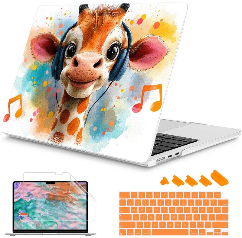 Mektron Case for 2026 MacBook Air 13inch M5 Laptop A3449 with 136inch Liquid Retina Display 2025 2024 2022 M4M3M2 MacBook Air 13 Hard Shell Cover Fit Model A3240 A3113 A2681 Cute Giraffe - Image 2