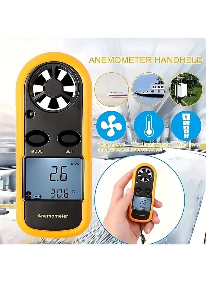 1pc Digital Anemometer Wind Speed Meter Temperature Tester With LCD Backlight Display - Image 2