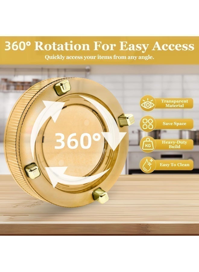 Bukela Kitchen storage rack, household seasoning rotating storage rack, stainless steelSpice Rack,Spice Organizer Cabinet,360° Rotate Counter Storage Rack,transparent Kitchen Organizer Turntable Design Spice Storage,Modern Spice Rack Fruit dish - Image 2