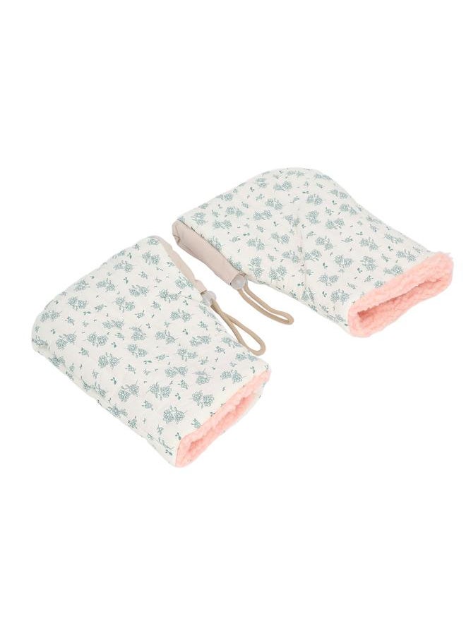 Thoraya - Kids Bike Gloves for Balance Bikes Riding Adjustable Drawstring Soft Plush Lining Cute Floral Print Bicycles Gloves - Image 1