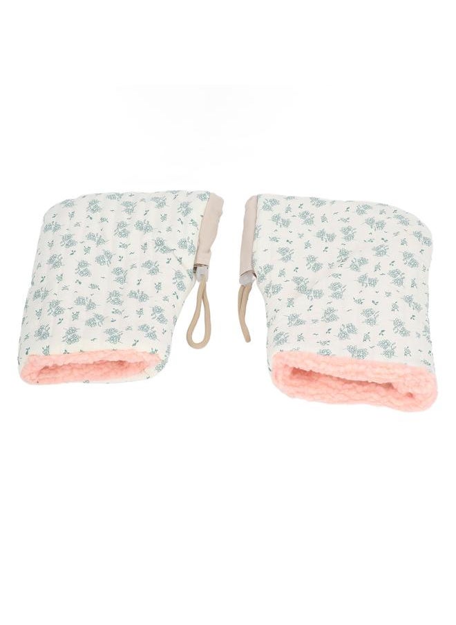 Thoraya - Kids Bike Gloves for Balance Bikes Riding Adjustable Drawstring Soft Plush Lining Cute Floral Print Bicycles Gloves - Image 1