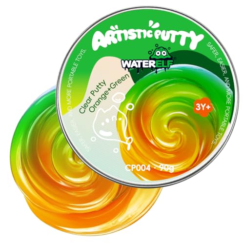 WATERELF Transparent Putty Slime for Kids Fidget Sensory Artistic Therapy Putty Toys for Boys Girls Adults Stress Relief NonSticky OrangeBlue - Image 1