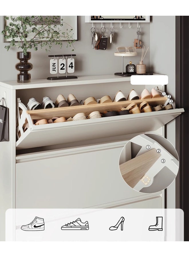 إن كي أكس خزانة أحذية متعددة الطبقات للمدخل، مقاس ١٠٣ × ١٥٧.٥ × ٢٤ سم، لون أبيض - Image 4