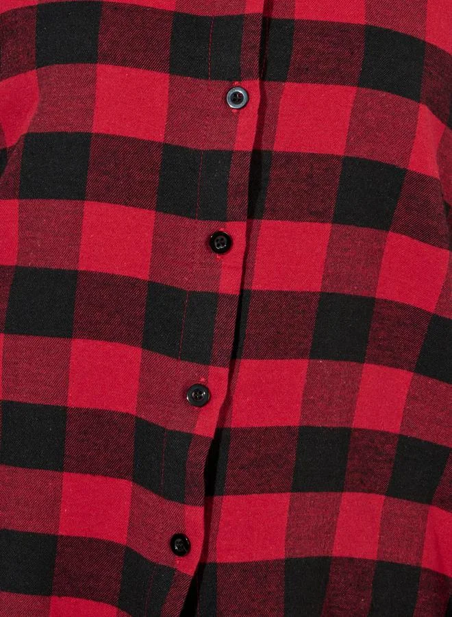 Styli Oversized Flannel Longline Shirt