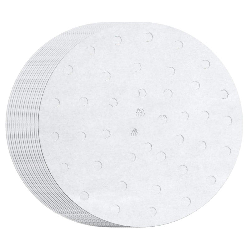 MineSign 100 Count Perforated Parchment Paper Bamboo Steamer Liners for 12 inch Air Fryer Parchment Paper - Image 1