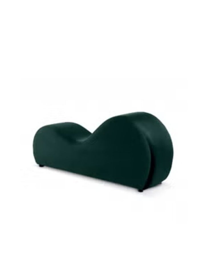 House One Small Romantic Chaise Longue Luxury Solid Pattern Of Velvet Fabric - Dark Green -170x70x40cm - Image 3