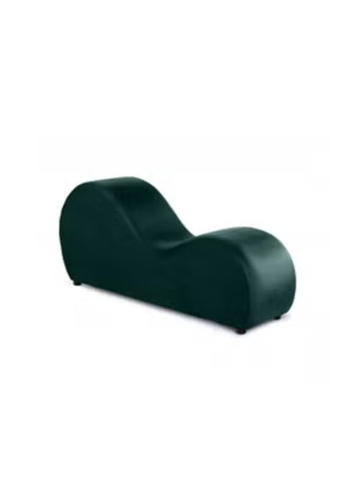 House One Small Romantic Chaise Longue Luxury Solid Pattern Of Velvet Fabric - Dark Green -170x70x40cm - Image 2