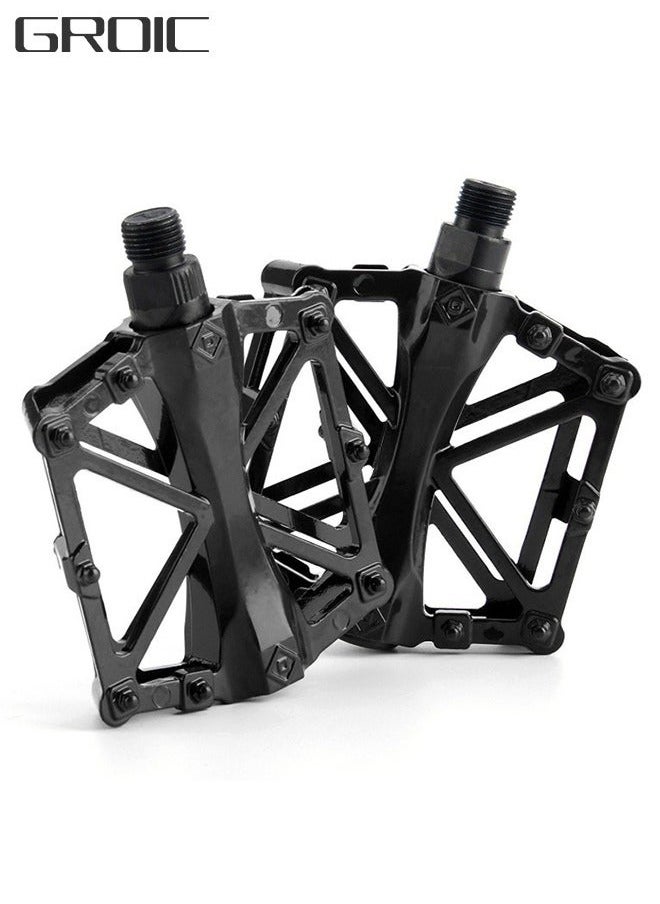 GROIC Mountain Road Bicycle Flat Bike Pedals 9/16 for MTB with 16 Anti-Skid Pins -Universal Lightweight Aluminum Alloy Platform Pedal  - Image 1
