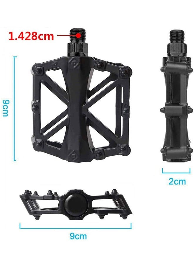GROIC Mountain Road Bicycle Flat Bike Pedals 9/16 for MTB with 16 Anti-Skid Pins -Universal Lightweight Aluminum Alloy Platform Pedal  - Image 2