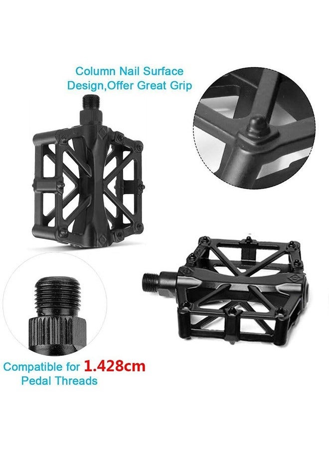 GROIC Mountain Road Bicycle Flat Bike Pedals 9/16 for MTB with 16 Anti-Skid Pins -Universal Lightweight Aluminum Alloy Platform Pedal  - Image 3