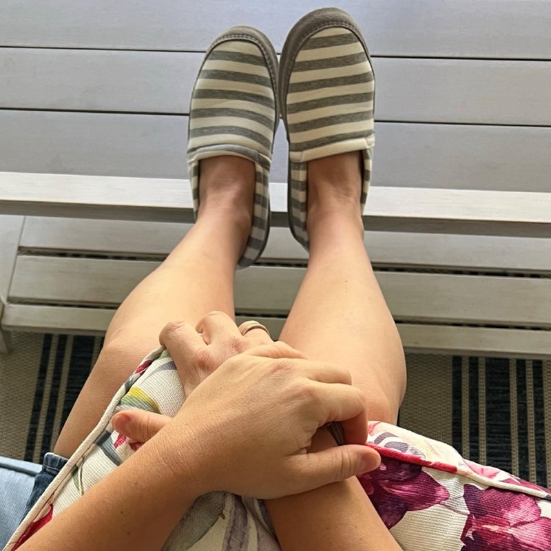 Acorn Soft & Cozy House Slippers for Women - Fleece Lining, Suede Rand, Rubber Sole, Cloud Cushion for Indoor/Outdoor, White Striped, 8-9 - Image 3