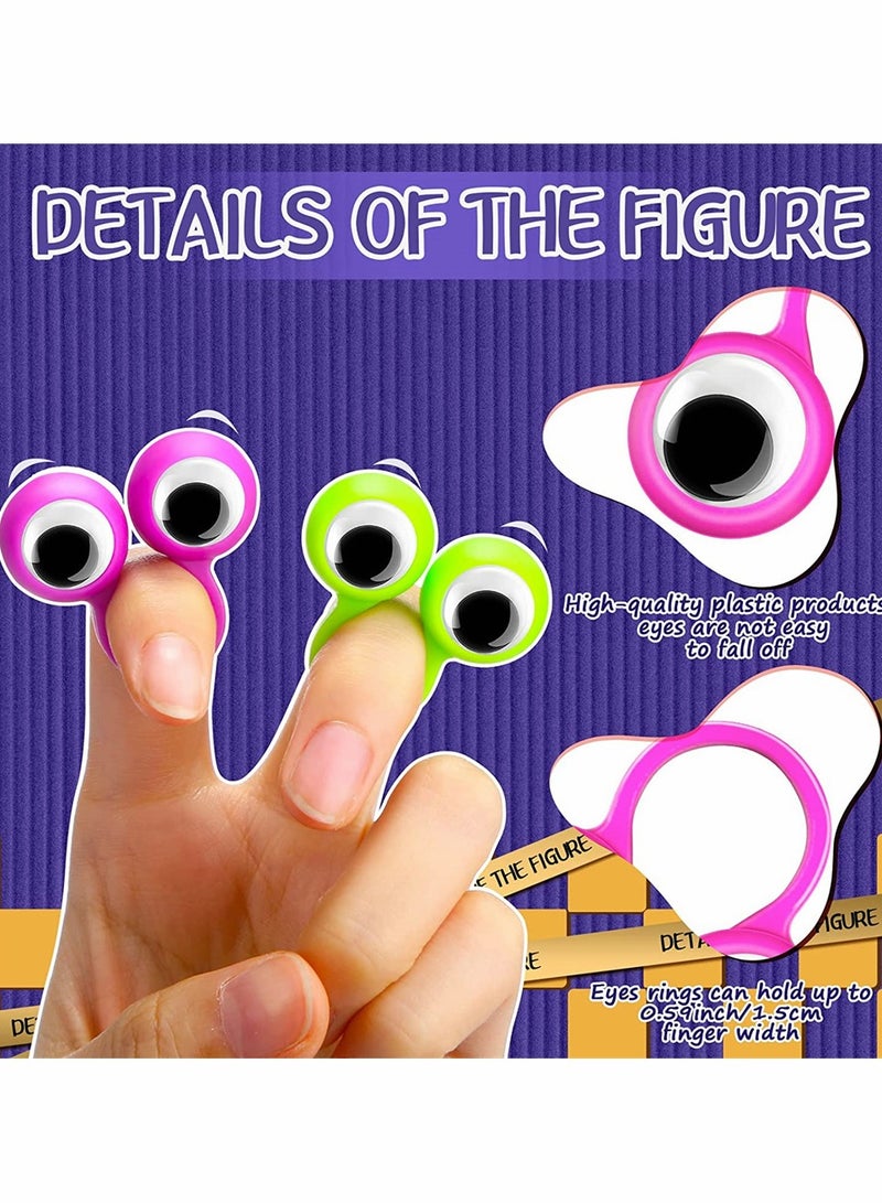 64 Pieces Eye Finger Puppets, Googly Eye on Ring Wiggly Eyeball Finger Puppet Rings, Classroom Exchange and Prize Supplies Party Favor Toys for Kids, Funny Novelty Eyeball Ring (6 Colors) - Image 2