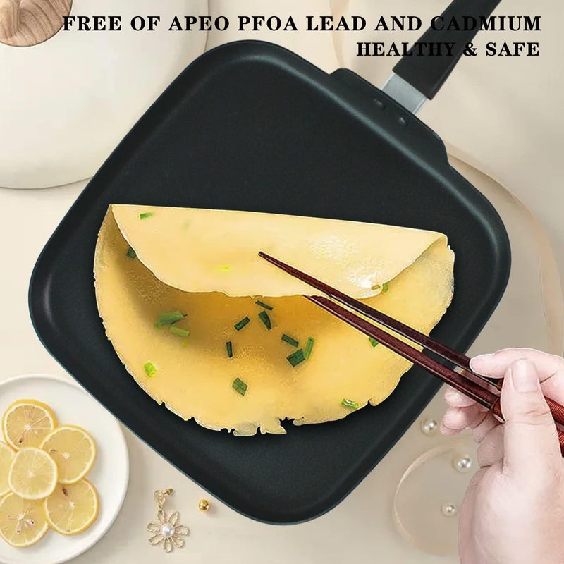 LECOOKING 10 Inch Square Griddle Pan, Nonstick Grill Pan for Cooking Eggs, Omelettes, and More, Griddle Cookware, PFOA Free - Image 2