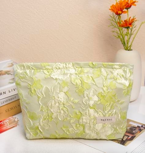 getgto 2 Pcs Makeup Bags, Large Cosmetic Bag Travel Toiletry Bag Organizer for Women, Embroidery Craft, Floral Makeup Bag Small Cosmetic Pouch Purse with Zipper Gifts for Girls Teen - Image 5