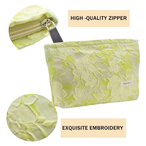 getgto 2 Pcs Makeup Bags, Large Cosmetic Bag Travel Toiletry Bag Organizer for Women, Embroidery Craft, Floral Makeup Bag Small Cosmetic Pouch Purse with Zipper Gifts for Girls Teen - Image 3