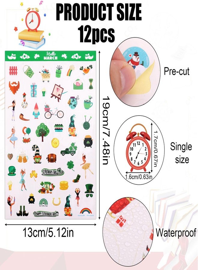XIHIRCD 12 Sheets for Daily General Events Kids Teens Gift Holiday Stickers12 Styles, Monthly Celebrations Planner Stickers, Calendar Stickers Calendar Planning Stickers Scrapbooking - Image 2