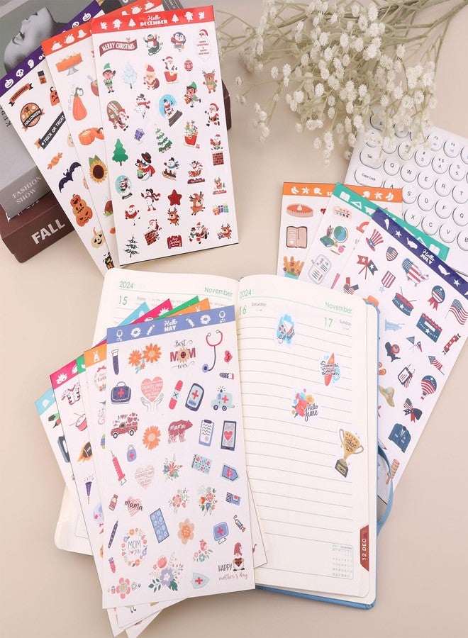 XIHIRCD 12 Sheets for Daily General Events Kids Teens Gift Holiday Stickers12 Styles, Monthly Celebrations Planner Stickers, Calendar Stickers Calendar Planning Stickers Scrapbooking - Image 3