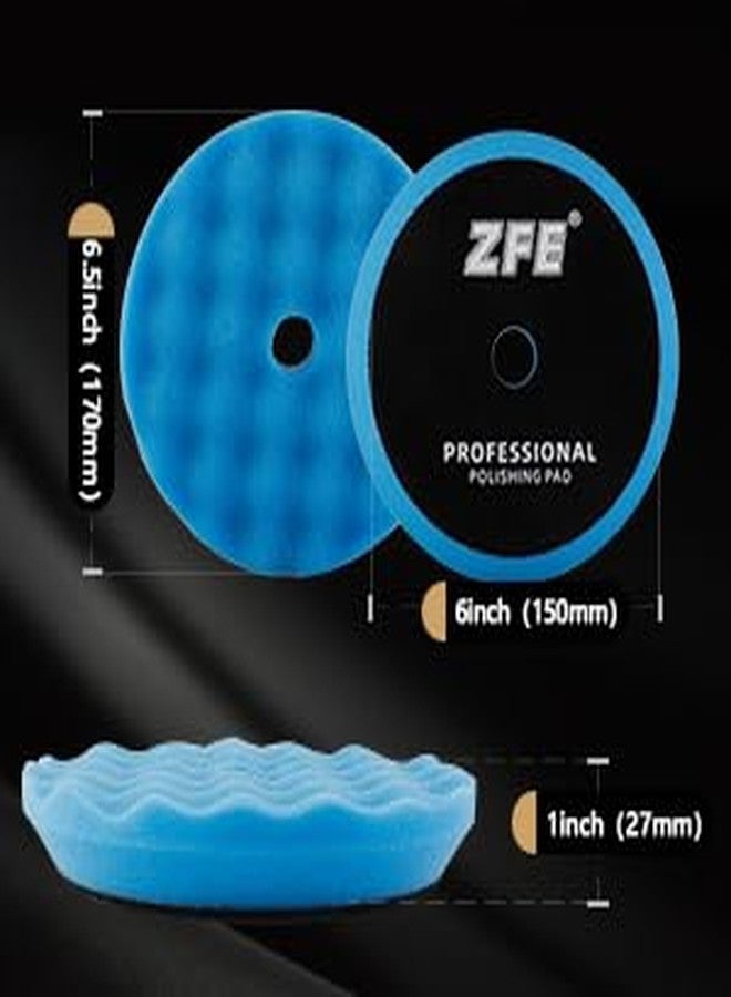 ZFE Buffing Polishing Pads, 7Pcs 6"(150mm) Waffle Foam Buffing Pads Polishing Pads Wool Pad Kit for 6Inch Backing Plate RO/DA/GA Car Polisher Boat Compounding, Polishing and Waxing - Image 2