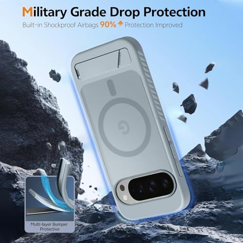 KARWAN®?Ultra Hybrid Matte Back Cover Case Compatible with Stand Magnetic for Google Pixel 9 Pro XL | Mag-Safe Wireless Charging | Camera Bump Protection -(Grey) - Image 4