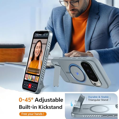 KARWAN®?Ultra Hybrid Matte Back Cover Case Compatible with Stand Magnetic for Google Pixel 9 Pro XL | Mag-Safe Wireless Charging | Camera Bump Protection -(Grey) - Image 5