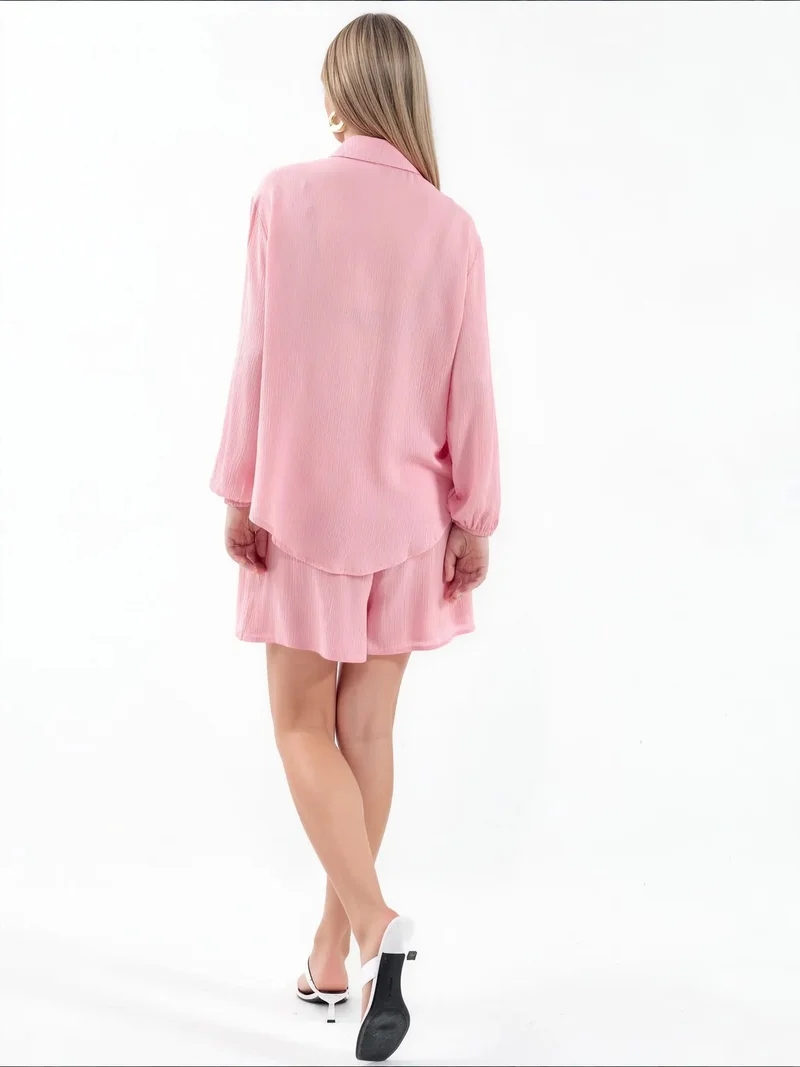 Jennyfer Blush Pink Cotton Viscose Two-Piece Coord Set for Women | Best Price UAE