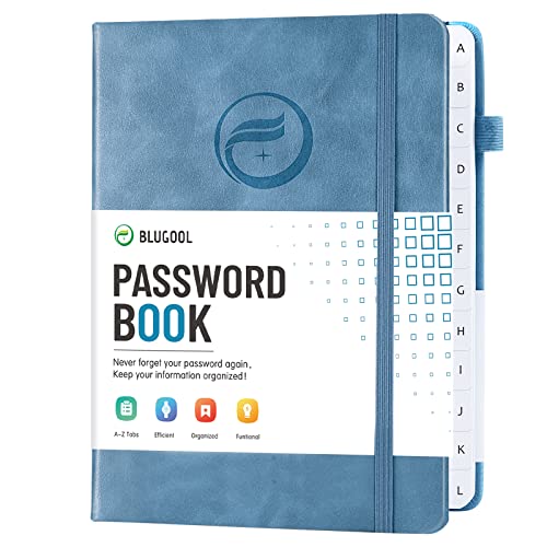 Blugool Password Book with Alphabetical Tabs, Hardcover Password Keeper, Password Notebook Organizer for Computer and Internet Address Website Login, Gifts for Home and Office, 4.4''x 5.8''- Blue - Image 1