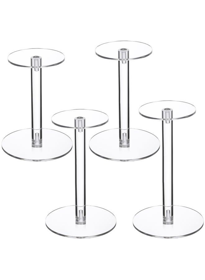 Soaoo 4 Round Acrylic Display Stands Small Clear Acrylic Display Risers Plastic Clear Acrylic Pedestal Set for Hat Jewelry Watch Plant Cake Display, 5.1 Inch, 5.7 Inch, 6.5 Inch, and 6.9 Inch - Image 1