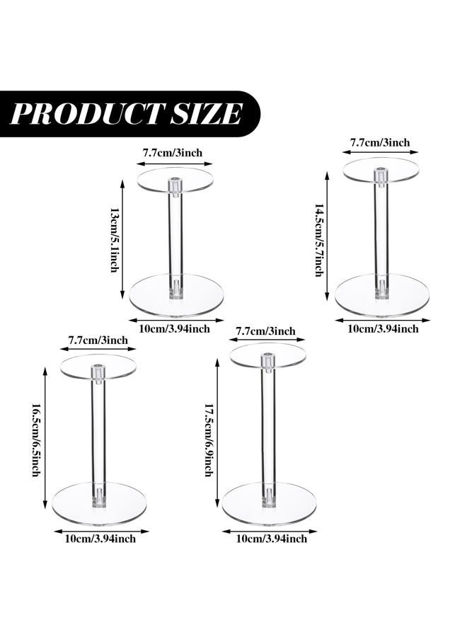 Soaoo 4 Round Acrylic Display Stands Small Clear Acrylic Display Risers Plastic Clear Acrylic Pedestal Set for Hat Jewelry Watch Plant Cake Display, 5.1 Inch, 5.7 Inch, 6.5 Inch, and 6.9 Inch - Image 2