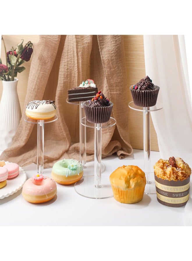 Soaoo 4 Round Acrylic Display Stands Small Clear Acrylic Display Risers Plastic Clear Acrylic Pedestal Set for Hat Jewelry Watch Plant Cake Display, 5.1 Inch, 5.7 Inch, 6.5 Inch, and 6.9 Inch - Image 4