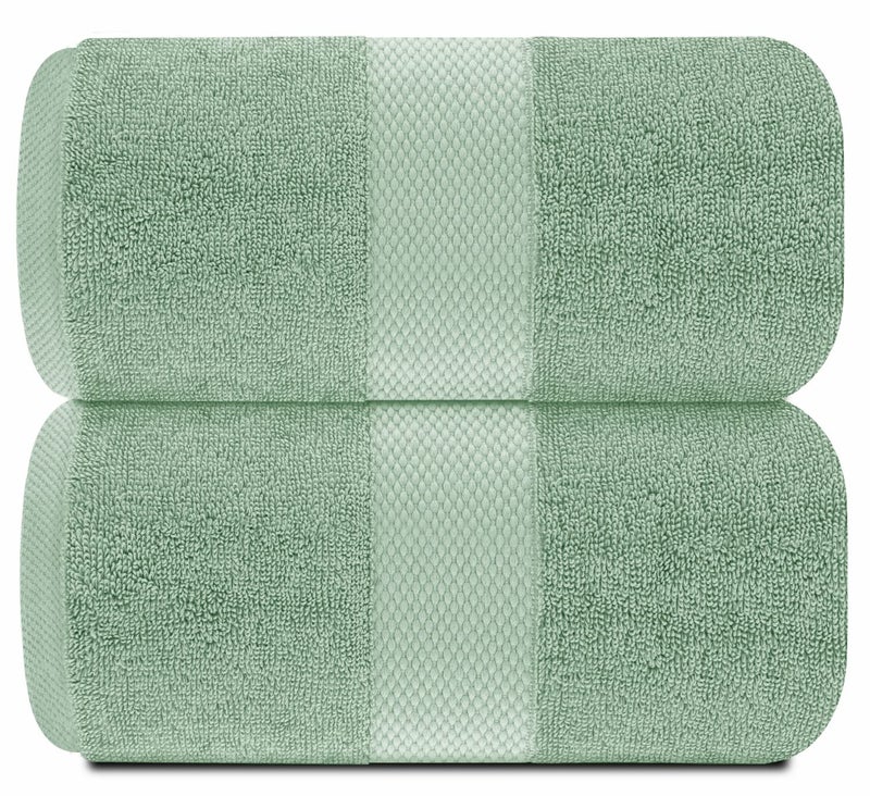 White Classic White Classic Luxury Bath Sheet Towels Extra Large | Highly Absorbent Hotel spa Collection Bathroom Towel | 35x70 Inch | 2 Pack (Green)  - Image 2
