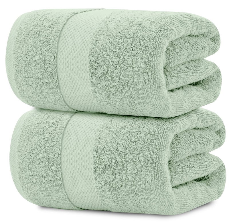 White Classic White Classic Luxury Bath Sheet Towels Extra Large | Highly Absorbent Hotel spa Collection Bathroom Towel | 35x70 Inch | 2 Pack (Green)  - Image 1