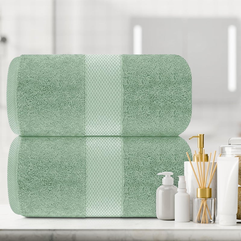 White Classic White Classic Luxury Bath Sheet Towels Extra Large | Highly Absorbent Hotel spa Collection Bathroom Towel | 35x70 Inch | 2 Pack (Green)  - Image 5