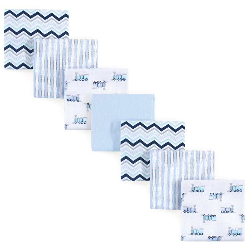 Luvable Friends Unisex Baby Cotton Flannel Receiving Blankets Train 7Pack One Size