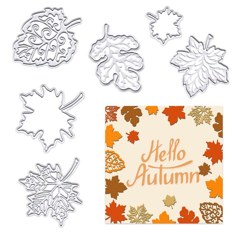 Hying Fall Leaves Cutting Dies for Card Making Autumn Maple Leaf Die Cuts Thanksgiving Leaves Dies Stencils Embossing Template for Craft Scrapbooking DIY Photo Album Decorations