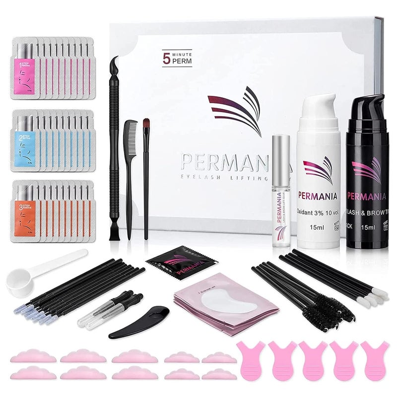 PERMANIA Lash Lift with Black Color Kit Quick Eyelash  Brow Lamination 15 Mins Coloring Natural Black Result in Lash Enhancers  Primers