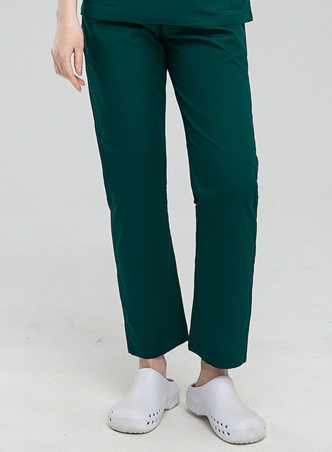 Loquat Medical Uniform Scrubs Pants Unisex Elastic Waist Pants Workwear Dark Green