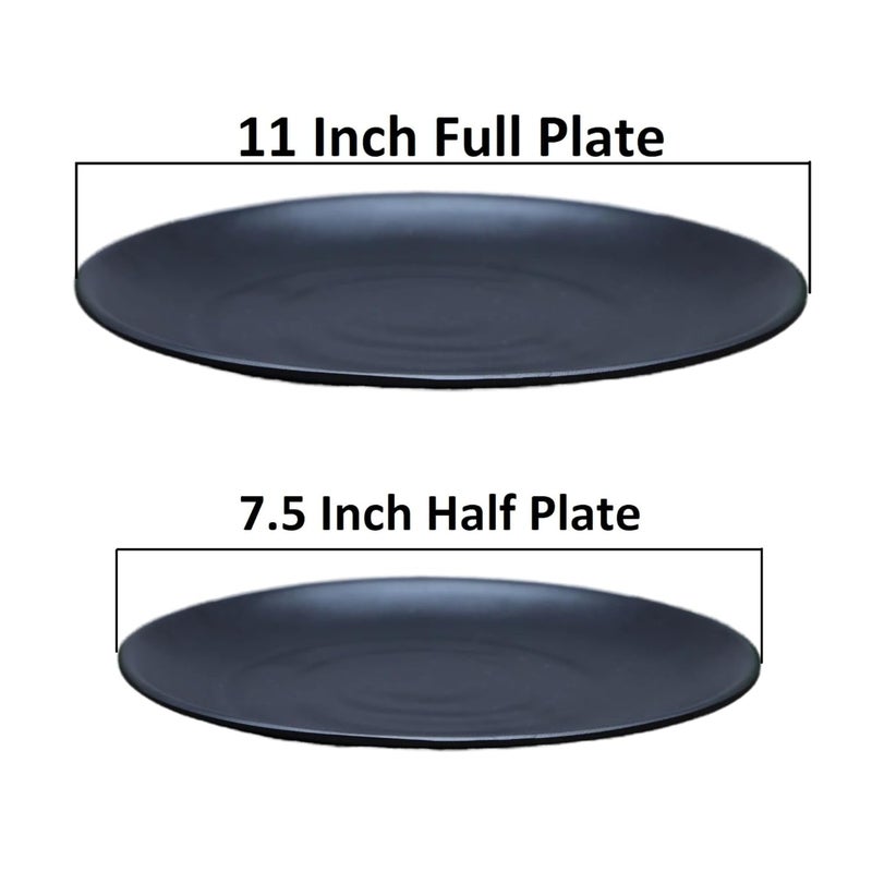 Amar Industries Melamine Dinner Set Matte Black Spiral Design Elegant Unabreakable Durable Stylish Full Plates and Half Plates Set of 4 - Image 4