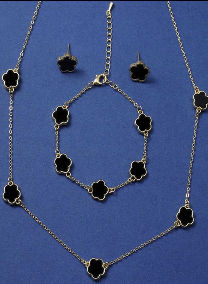 YUCCA European and American Style Fashion Plant Inspired Necklace Bracelet Earrings Set 4 Piece Set - Image 4