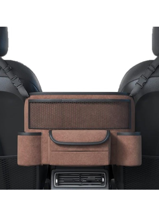 Arabest Car Handbag Holder Between Seats Suede Large Capacity Car Purse Holder Automotive Consoles & Organizers for Document Phone Storage Car Organizer（Brown） - Image 1