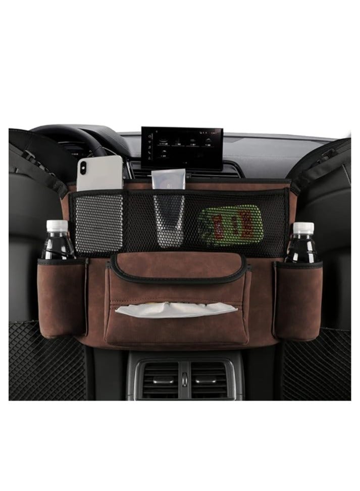 Arabest Car Handbag Holder Between Seats Suede Large Capacity Car Purse Holder Automotive Consoles & Organizers for Document Phone Storage Car Organizer（Brown） - Image 2
